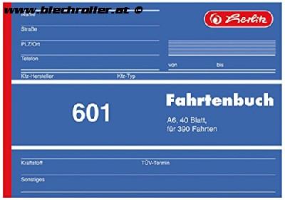 Fahrtenbuch A6 von Herlitz - 40 Blatt für 390 Ausfahrten